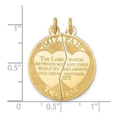 10K Yellow Gold Mizpah Coin Break-Apart Charm – view 4