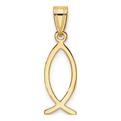 10K Yellow Gold Ichthus Fish Pendant – view 5
