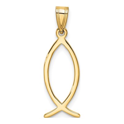 10K Yellow Gold Ichthus Fish Pendant – view 5