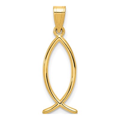 10K Yellow Gold Ichthus Fish Pendant