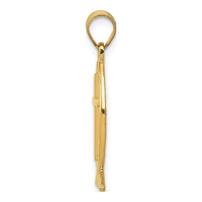 10K Yellow Gold Ichthus Fish Cross Pendant – view 3
