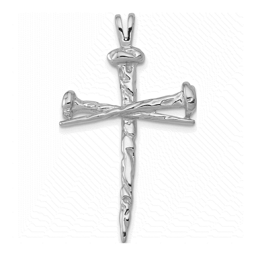10K White Gold Nail Cross Pendant