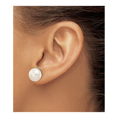10K White Gold Freshwater Cultured Pearl Button Stud Earrings – view 3