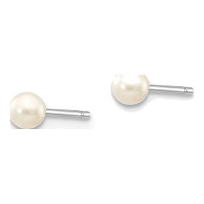 10K White Gold Round Freshwater Cultured Pearl Stud Earrings – view 2