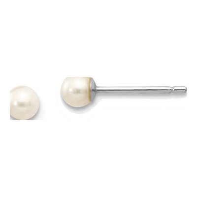 10K White Gold Round Freshwater Cultured Pearl Stud Earrings