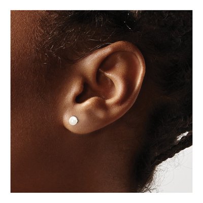 10K White Gold Button Freshwater Cultured Pearl Stud Earrings – view 3