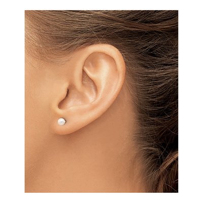 10K White Gold Round Freshwater Cultured Pearl Stud Earrings – view 3