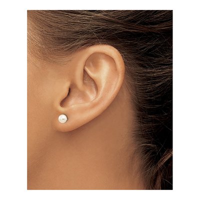 10K White Gold Button Freshwater Cultured Pearl Stud Earrings – view 3