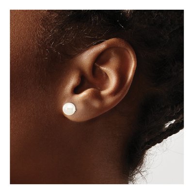 10K White Gold Round Freshwater Cultured Pearl Stud Earrings – view 3