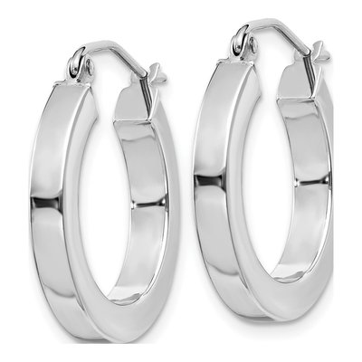 10K White Gold 20mm Square Tube Hoop Earrings – view 3