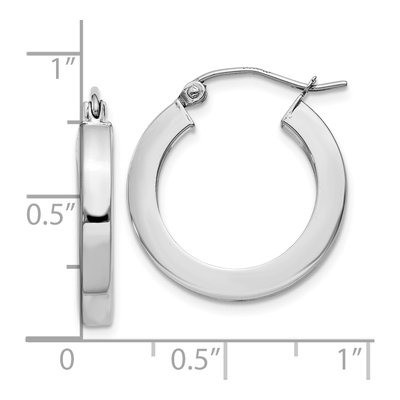 10K White Gold 20mm Square Tube Hoop Earrings – view 5