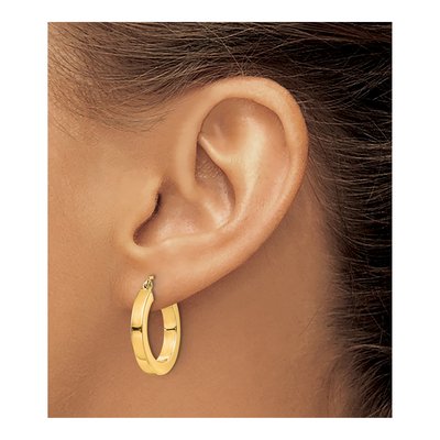 10K Yellow Gold 20mm Square Hoop Earrings – view 4