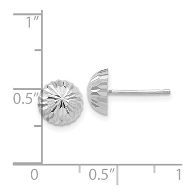 10K White Gold Diamond-Cut Half Ball Stud Earrings – view 3