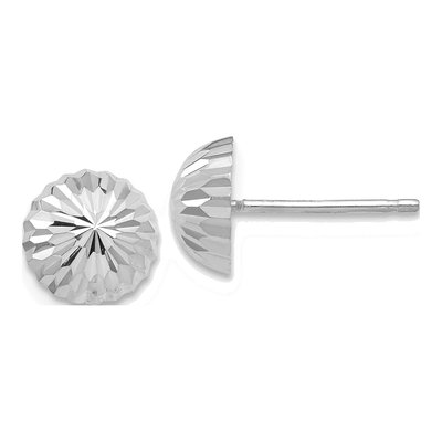 10K White Gold Diamond-Cut Half Ball Stud Earrings