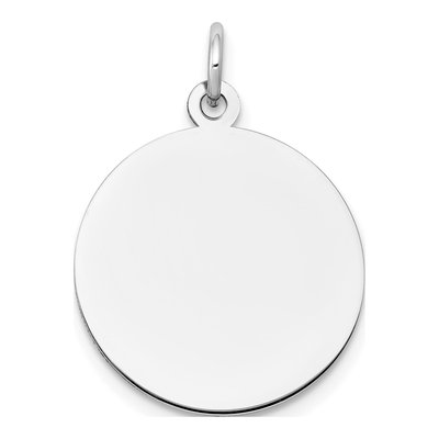 10K White Gold Circle Disc Charm
