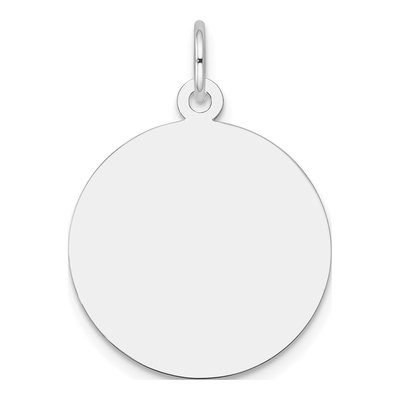 10K White Gold Round Disc Charm