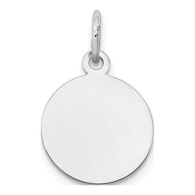 10K White Gold Round Disc Charm