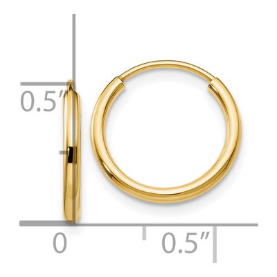 10K Yellow Gold 14mm Endless Hoop Earrings – view 4