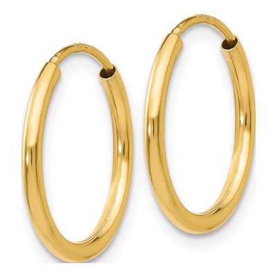 10K Yellow Gold 16mm Endless Hoop Earrings – view 3