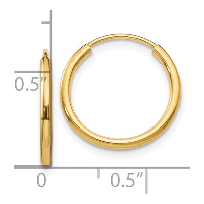 10K Yellow Gold 16mm Endless Hoop Earrings – view 5