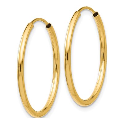 10K Yellow Gold 20mm Endless Hoop Earrings – view 2