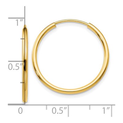 10K Yellow Gold 20mm Endless Hoop Earrings – view 4