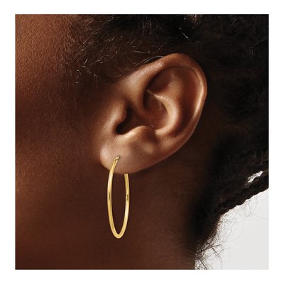 10K Yellow Gold 30mm Endless Hoop Earrings – view 4