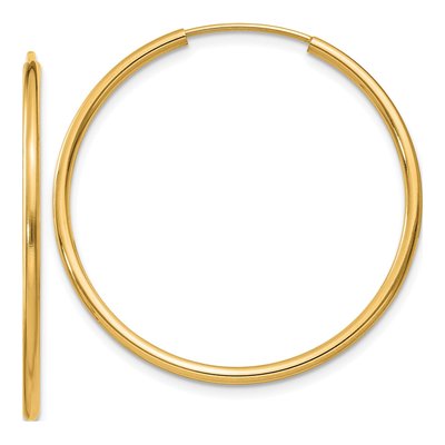 10K Yellow Gold 30mm Endless Hoop Earrings