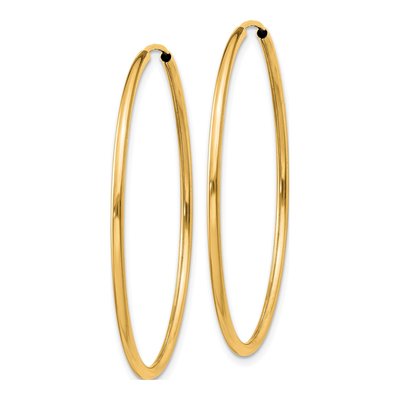 10K Yellow Gold 35mm Endless Hoop Earrings – view 3