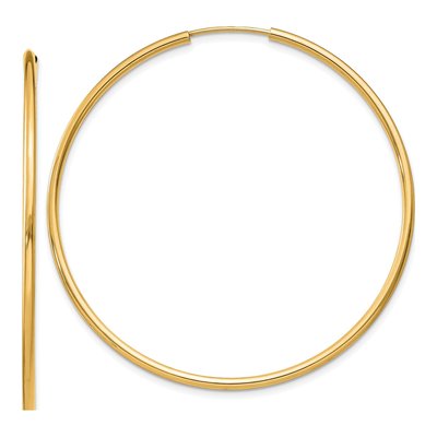10K Yellow Gold 45mm Endless Hoop Earrings