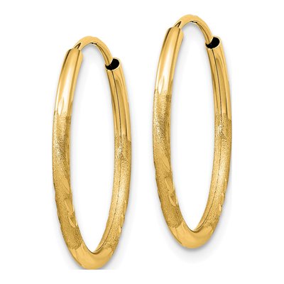 10K Yellow Gold 18mm Diamond-Cut Endless Hoop Earrings – view 3