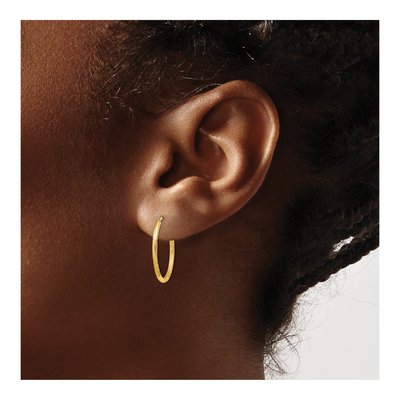 10K Yellow Gold 18mm Diamond-Cut Endless Hoop Earrings – view 4