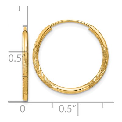 10K Yellow Gold 18mm Diamond-Cut Endless Hoop Earrings – view 5