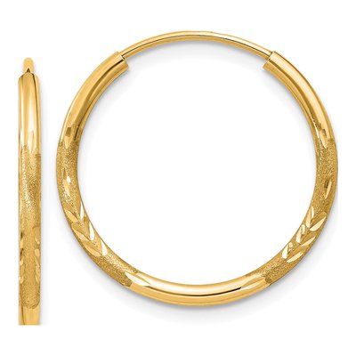 10K Yellow Gold 18mm Diamond-Cut Endless Hoop Earrings