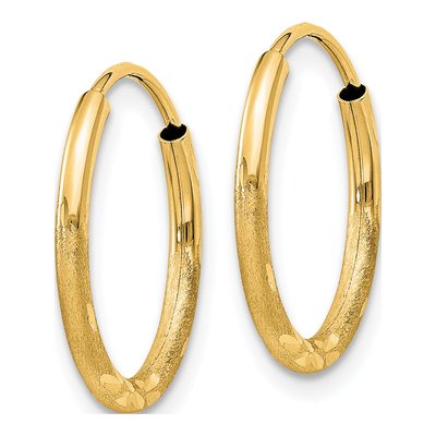 10K Yellow Gold 16mm Diamond-Cut Endless Hoop Earrings – view 3
