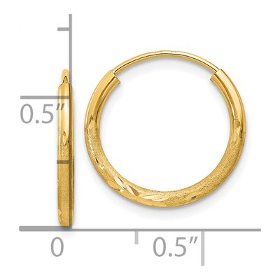 10K Yellow Gold 16mm Diamond-Cut Endless Hoop Earrings – view 5