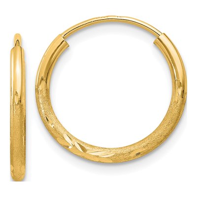 10K Yellow Gold 16mm Diamond-Cut Endless Hoop Earrings