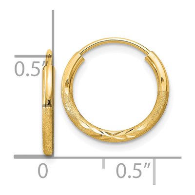 10K Yellow Gold 14mm Diamond-Cut Endless Hoop Earrings – view 5