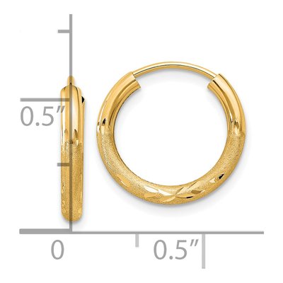 10K Yellow Gold 14mm Diamond-Cut Endless Hoop Earrings – view 5