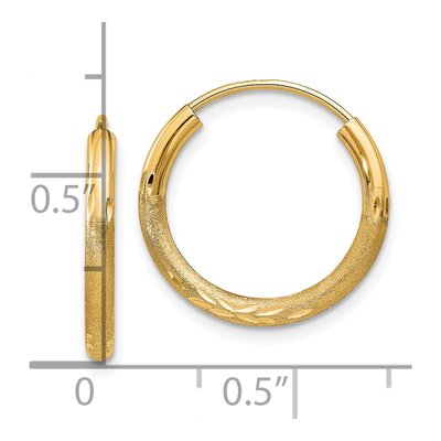 10K Yellow Gold 15mm Diamond-Cut Endless Hoop Earrings – view 5