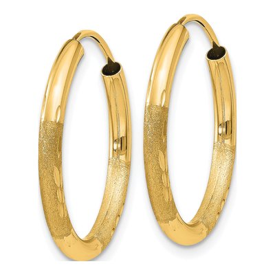 10K Yellow Gold 20mm Diamond-Cut Endless Hoop Earrings – view 3