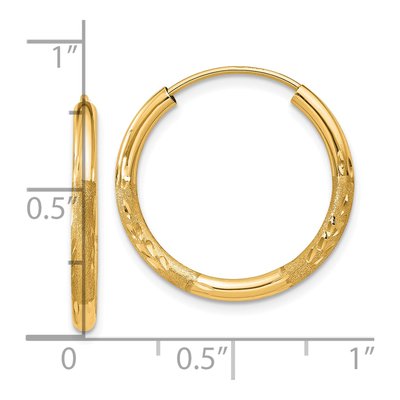 10K Yellow Gold 20mm Diamond-Cut Endless Hoop Earrings – view 5