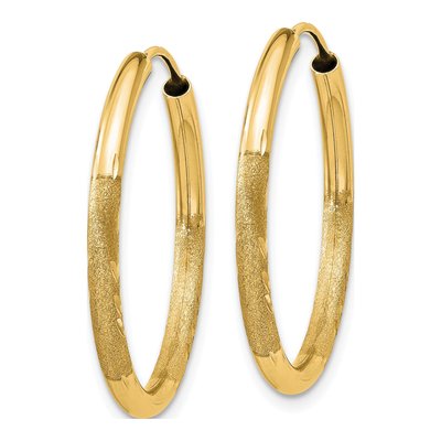 10K Yellow Gold 25mm Diamond-Cut Endless Hoop Earrings – view 3