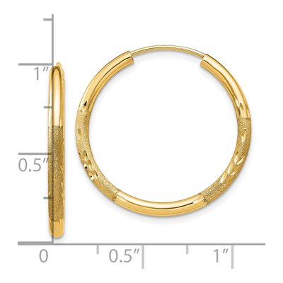 10K Yellow Gold 25mm Diamond-Cut Endless Hoop Earrings – view 5