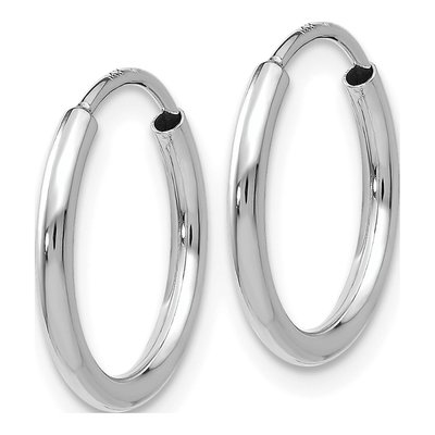 10K White Gold 14mm Endless Hoop Earrings – view 3