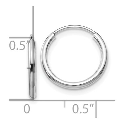 10K White Gold 14mm Endless Hoop Earrings – view 5