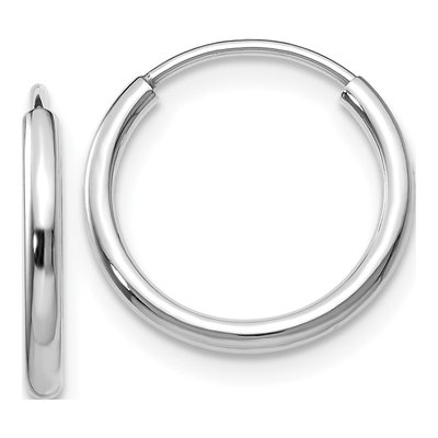 10K White Gold 14mm Endless Hoop Earrings