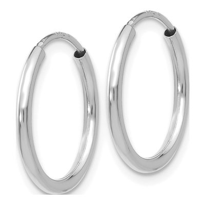 10K White Gold 16mm Endless Hoop Earrings – view 2