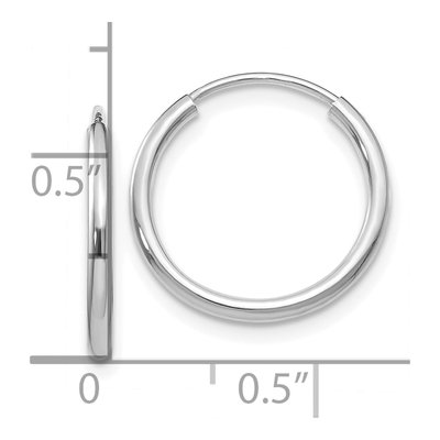 10K White Gold 16mm Endless Hoop Earrings – view 4