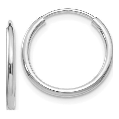 10K White Gold 16mm Endless Hoop Earrings